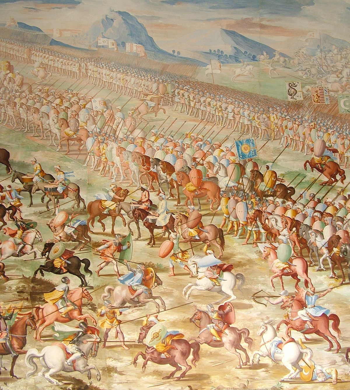 Detalle del fresco "La Batalla de Higueruela" de la Sala de las Batallas del Monasterio de San Lorenzo de El Escorial
